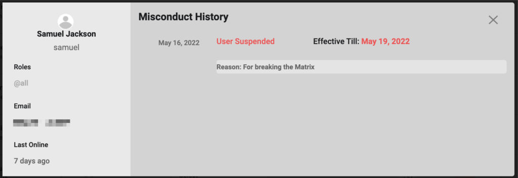 suspended user timeline history
